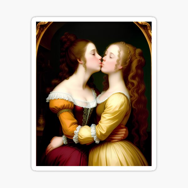 Two Women Kissing Rococo Style Sticker For Sale By Unclelanny Redbubble