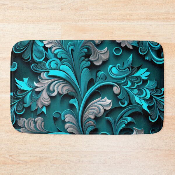 Item preview, Luxury Flowers Abstract Pattern in Gold, White, Cyan, Blue designed and sold by HiArtify ❤️.