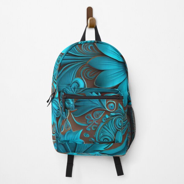 Item preview, Luxury Flowers Abstract Pattern in Gold, White, Cyan, Blue designed and sold by HiArtify ❤️.