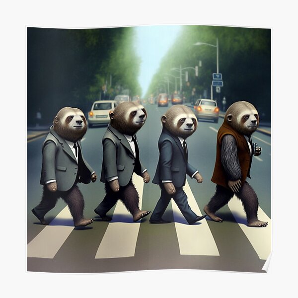 Sloth Abbey Road Poster