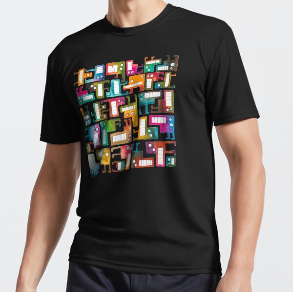 Tetris Monster Pattern Active T-Shirt
