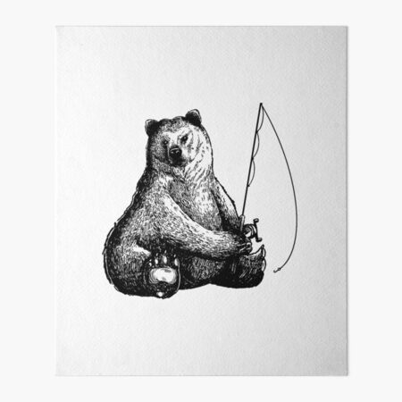 Red Panda Fishing In A Stream Ink Illustration 3 Art Print by BearBrush  Studios - Fy
