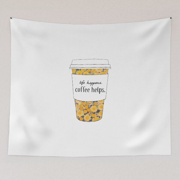 Item preview, Life Happens, Coffee Helps Sunflower Quote designed and sold by aterkaderk.