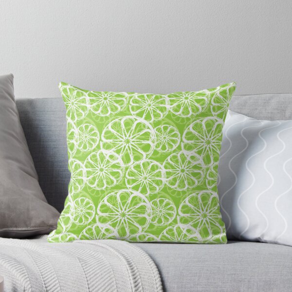 Citrus Grove Lime Slices Throw Pillow