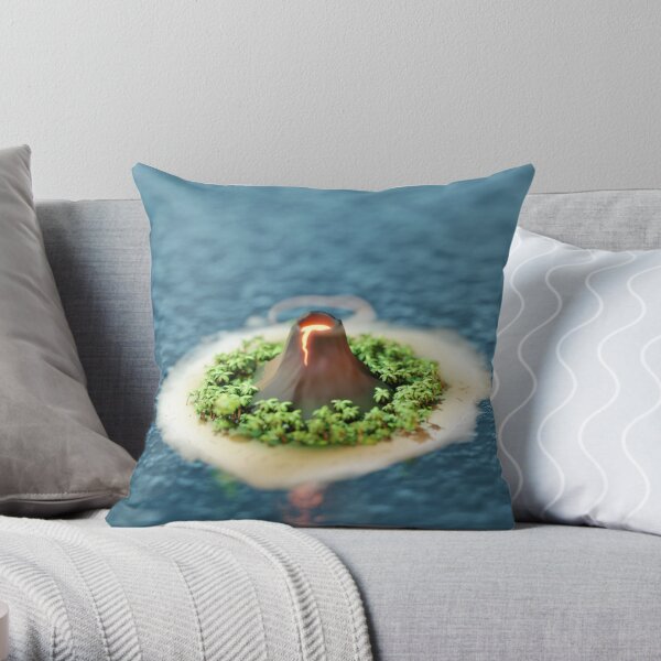 Cute Volcano Lowpoly 3D Isometric Throw Pillow