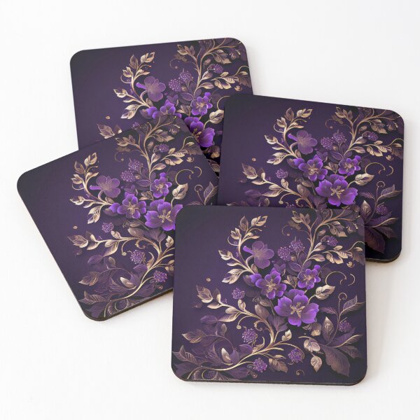 Item preview, Luxury Flowers Abstract Pattern in Gold, White, Violet, Purple designed and sold by HiArtify ❤️.