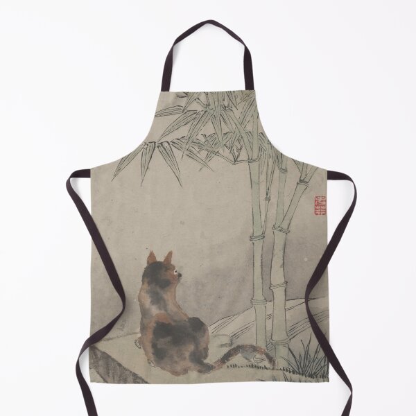 Item preview, Original with Calligraphy Cute Tortoiseshell Kitten with Bamboo Branches Kitty Art Antique Artwork Chinese Jin Nong Tortie Cats designed and sold by kattakitty.