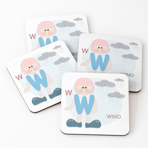 Item preview, Letter W with clouds and wind designed and sold by SunGraphicArt.