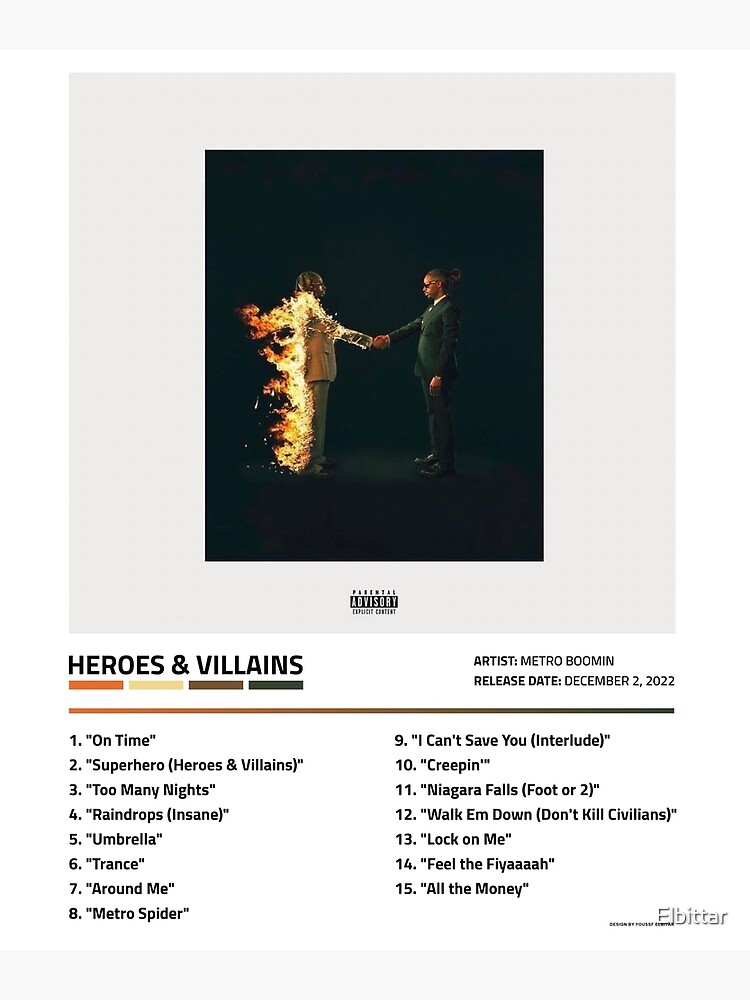 Metro Boomin, Heroes and Villains, Metro Boomin Album Premium Matte  Vertical Poster sold by MichaeClancy cdfa, SKU 40838625