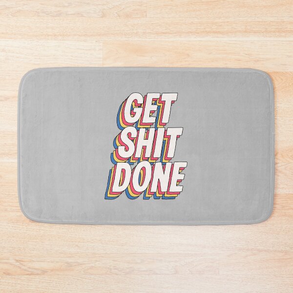Item preview, Get Shit Done inspirational typography design by The Motivated Type in grey red yellow blue designed and sold by MotivatedType.