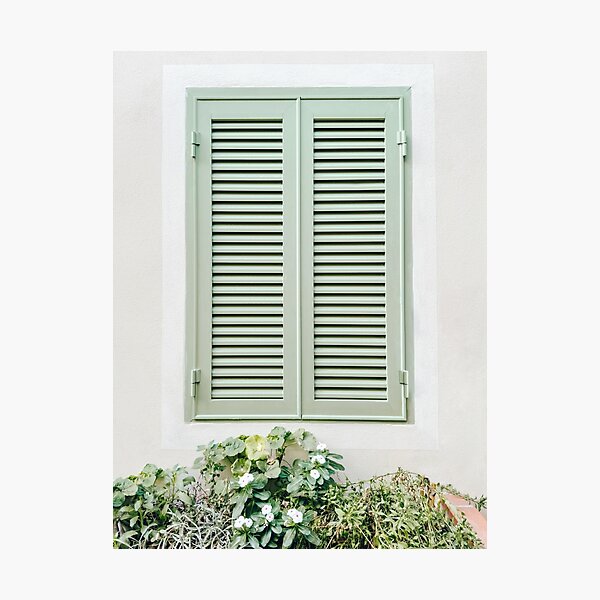 Item preview, Green Pastel Windows In Antibes, Travel Photography France Print, French Riviera Tones, Urban City Boho Print designed and sold by radub85.