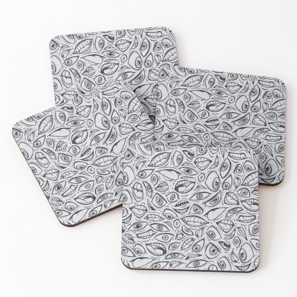 Item preview, Doodle Faces Black and White Pattern designed and sold by Nuvvola.