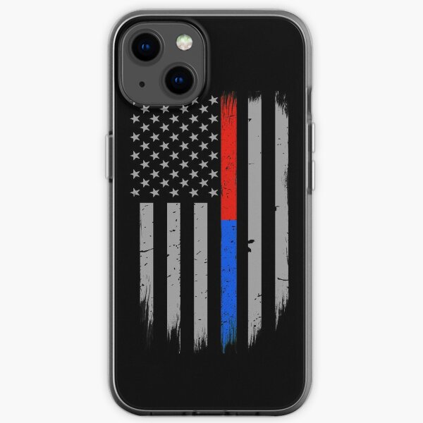 Thin Red Blue Line American Flag iPhone Soft Case