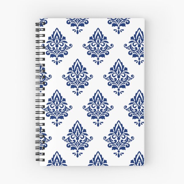 Item preview, Hamptons Navy Blue and White Damask Pattern designed and sold by HotHibiscus.