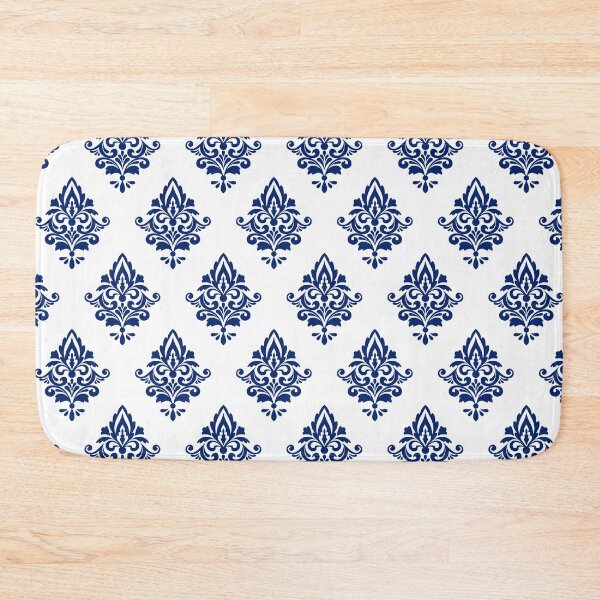 Item preview, Hamptons Navy Blue and White Damask Pattern designed and sold by HotHibiscus.