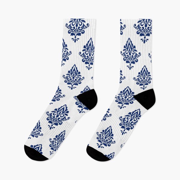 Item preview, Hamptons Navy Blue and White Damask Pattern designed and sold by HotHibiscus.