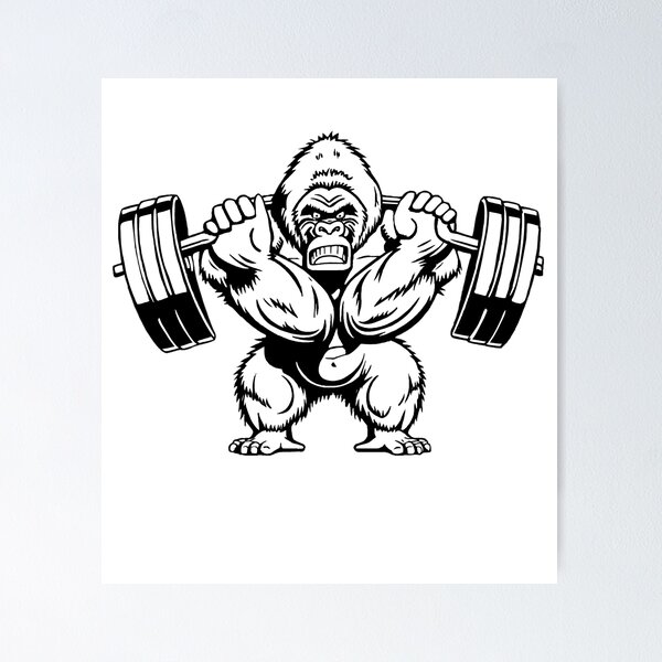 Gorilla Weightlifting in Fitness Gym - Poster Print, Wall Art, Home Decor,  and Postcard - PrintStarTee