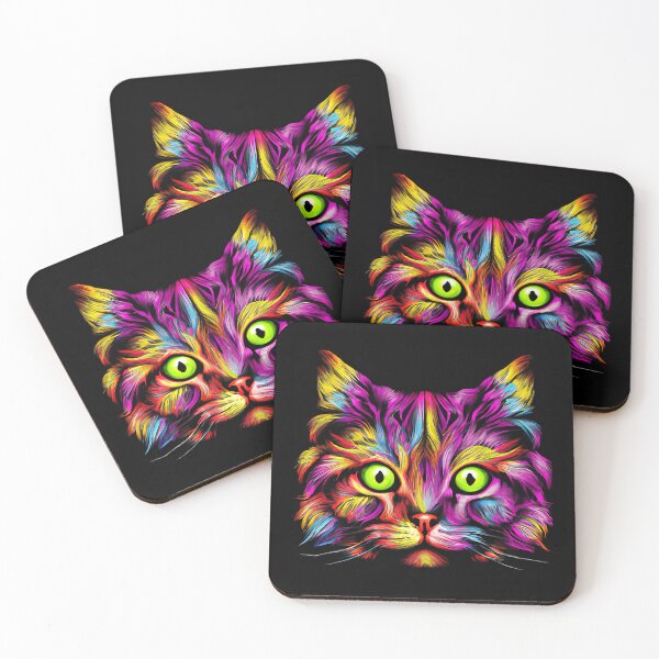 Item preview, Colorful trippy cat portrait illustration psychedelic 1 designed and sold by vishalraifx.