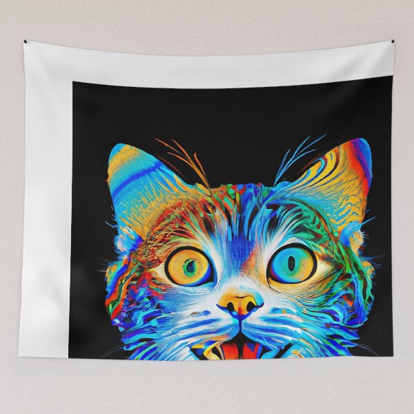 Item preview, Colorful trippy cat portrait illustration psychedelic 2 designed and sold by vishalraifx.