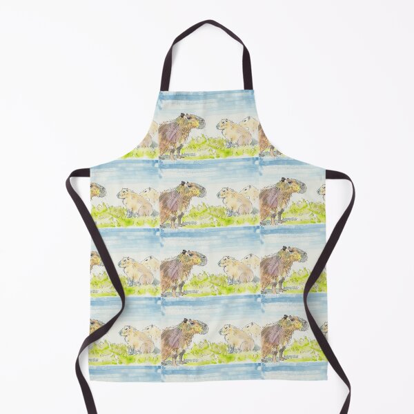 Item preview, Capybara sitting down watercolor painting designed and sold by MikeJory.