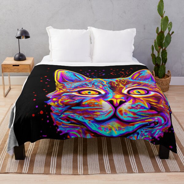 Item preview, Colorful trippy cat portrait illustration psychedelic 3 designed and sold by vishalraifx.