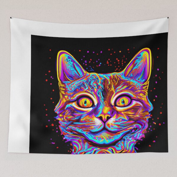 Item preview, Colorful trippy cat portrait illustration psychedelic 3 designed and sold by vishalraifx.