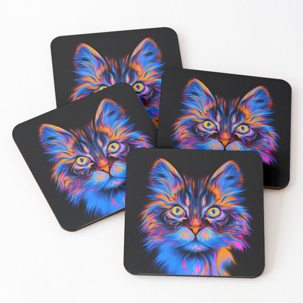 Item preview, Colorful trippy cat portrait illustration psychedelic 4 designed and sold by vishalraifx.