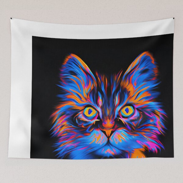 Item preview, Colorful trippy cat portrait illustration psychedelic 4 designed and sold by vishalraifx.