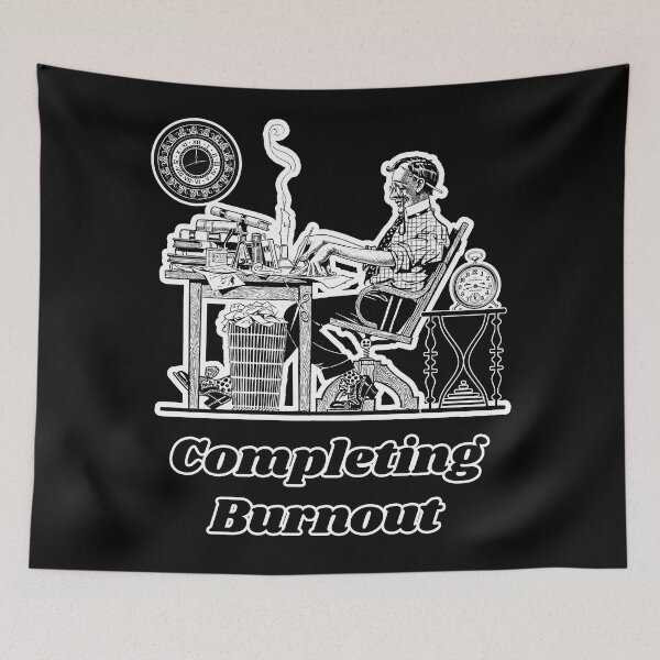 Item preview, 'Completing Burnout' Corporate Workaholic Design - Retro Illustration Design for T-shirts, mugs, phone cases and other accessories designed and sold by Ridiculam Toga.