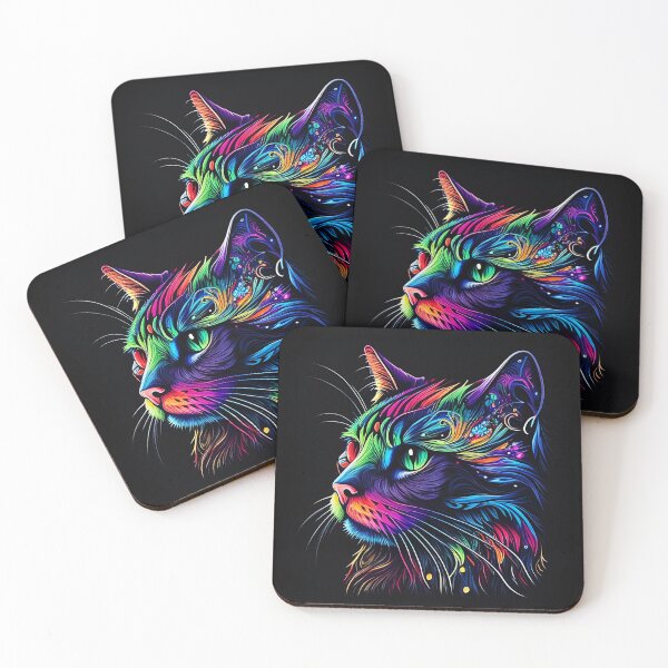 Item preview, Colorful trippy cat portrait illustration psychedelic 5 designed and sold by vishalraifx.
