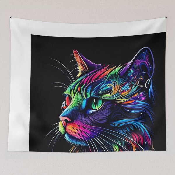 Item preview, Colorful trippy cat portrait illustration psychedelic 5 designed and sold by vishalraifx.