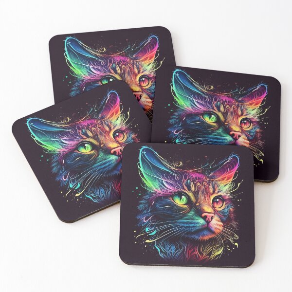 Item preview, Colorful trippy cat portrait illustration psychedelic 6 designed and sold by vishalraifx.