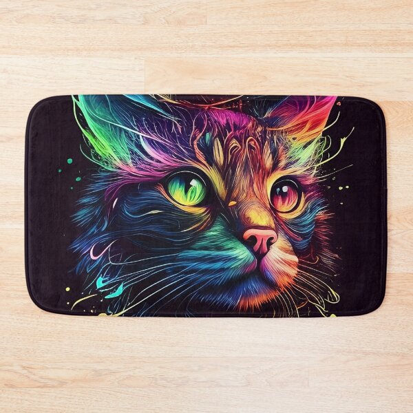 Item preview, Colorful trippy cat portrait illustration psychedelic 6 designed and sold by vishalraifx.