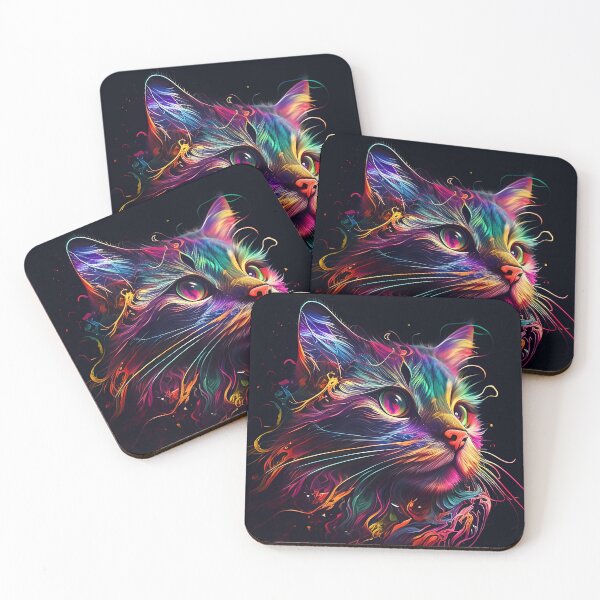 Item preview, Colorful trippy cat portrait illustration psychedelic 7 designed and sold by vishalraifx.