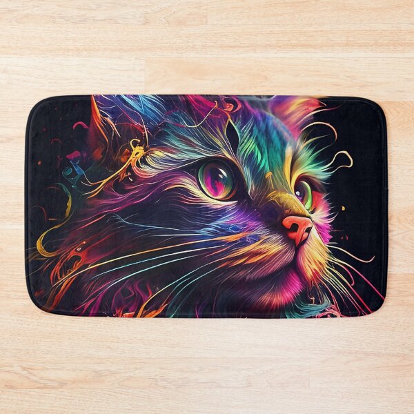 Item preview, Colorful trippy cat portrait illustration psychedelic 7 designed and sold by vishalraifx.