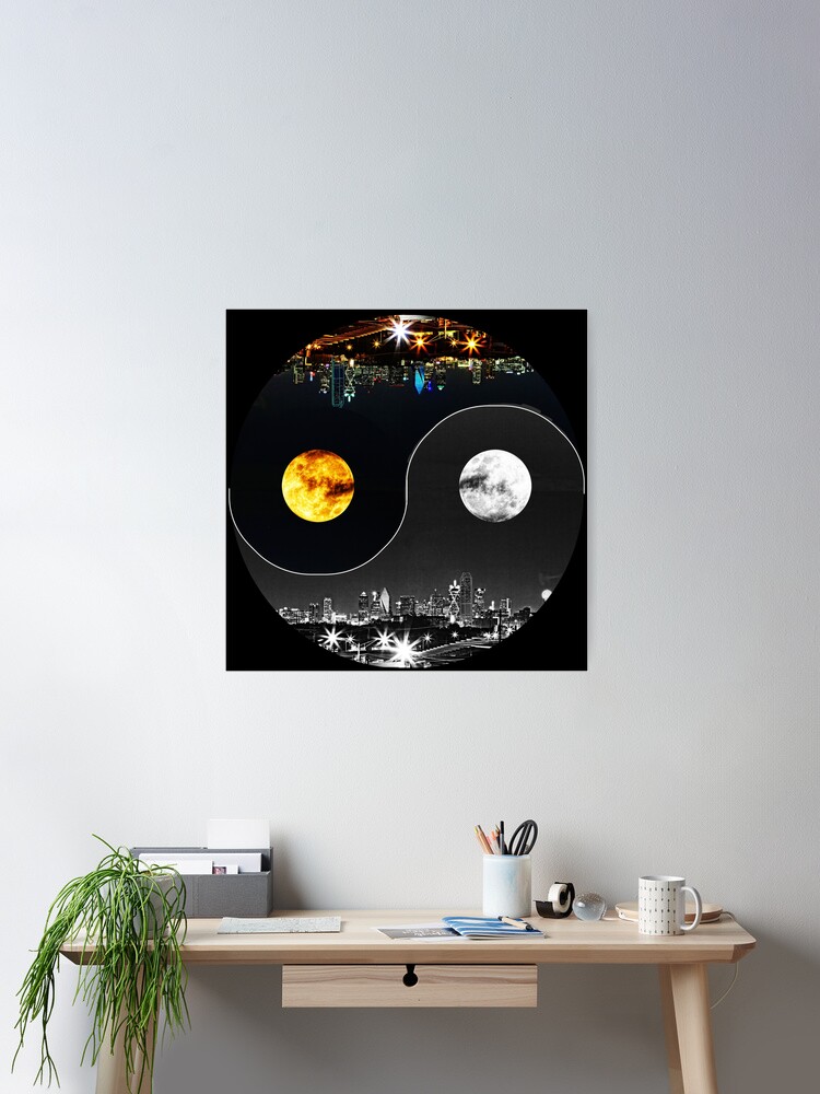 Thumbnail 1 of 3, Poster, Yin Yang Dallas Skyline designed and sold by Warren Paul Harris.