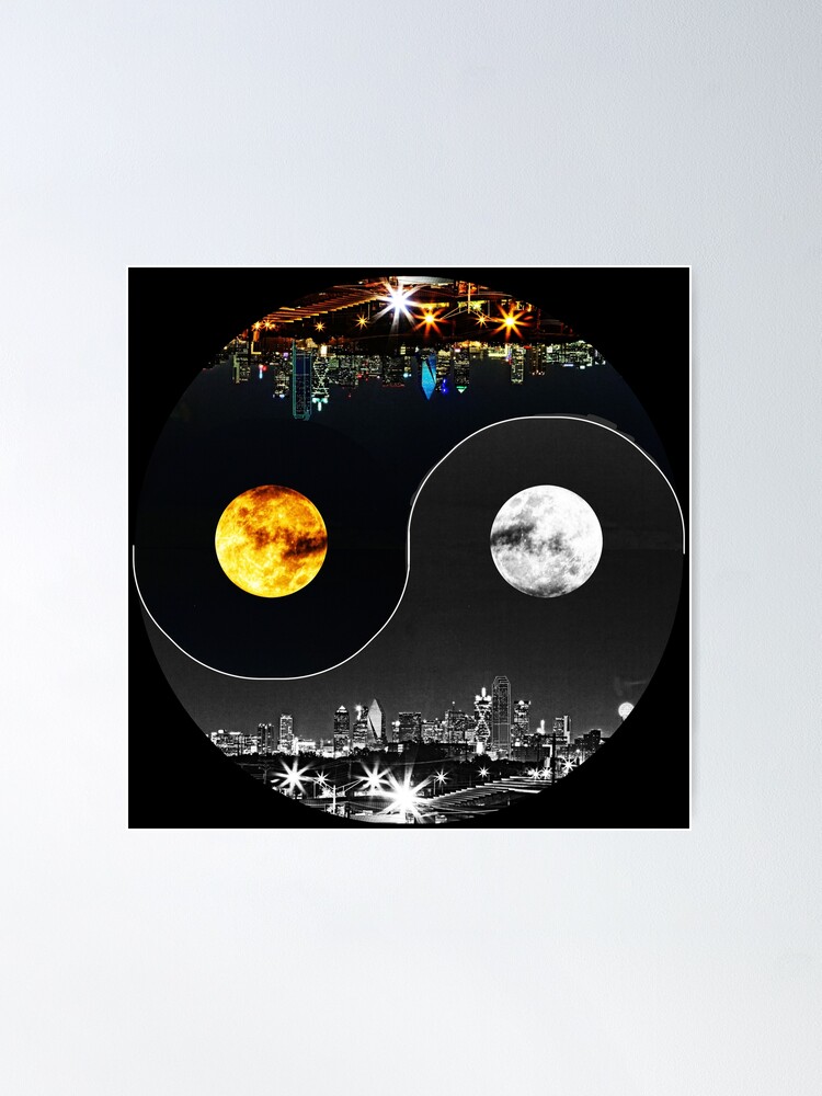 Thumbnail 2 of 3, Poster, Yin Yang Dallas Skyline designed and sold by Warren Paul Harris.