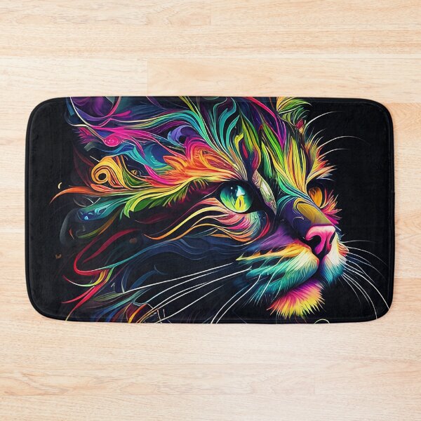Item preview, Colorful trippy cat portrait illustration psychedelic 8 designed and sold by vishalraifx.