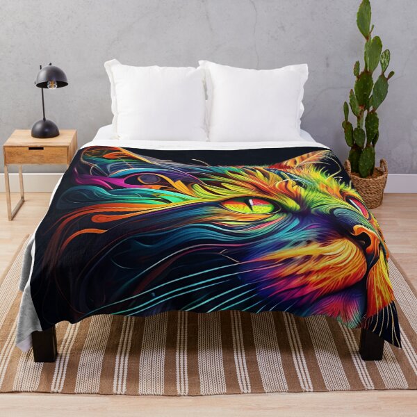 Item preview, Colorful trippy cat portrait illustration psychedelic 9 designed and sold by vishalraifx.