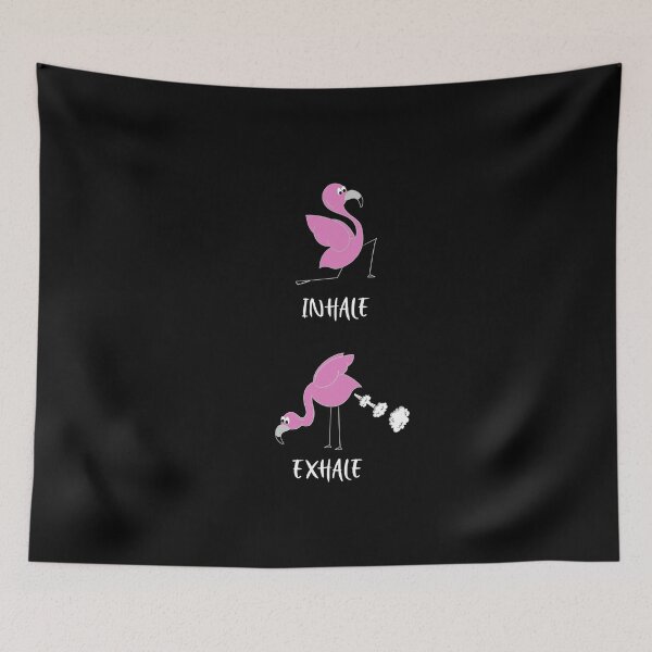 Artikelvorschau, Yoga Flamingo inhale and exhale entworfen und verkauft von Shirt-Expert.
