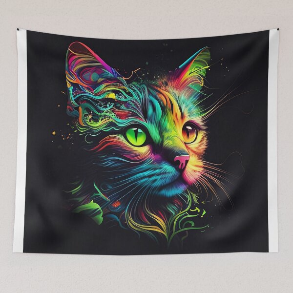 Item preview, Colorful trippy cat portrait illustration psychedelic 10 designed and sold by vishalraifx.