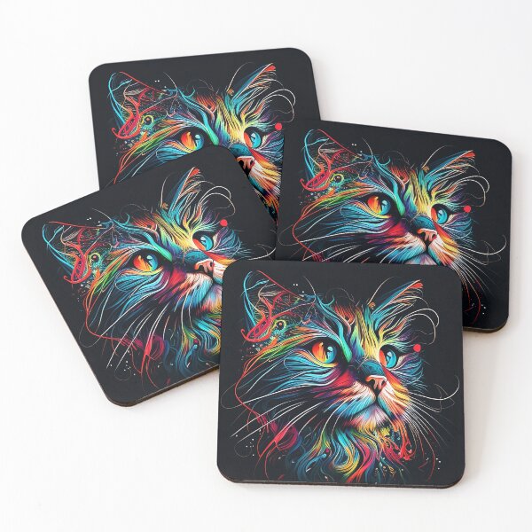 Item preview, Colorful trippy cat portrait illustration psychedelic 11 designed and sold by vishalraifx.