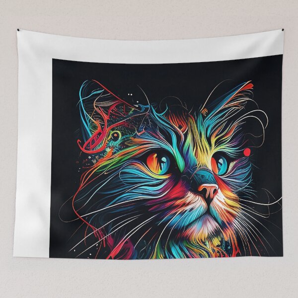 Item preview, Colorful trippy cat portrait illustration psychedelic 11 designed and sold by vishalraifx.
