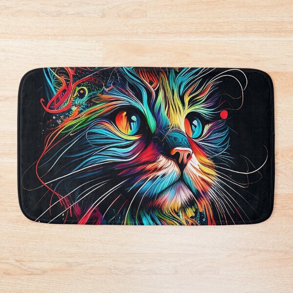Item preview, Colorful trippy cat portrait illustration psychedelic 11 designed and sold by vishalraifx.