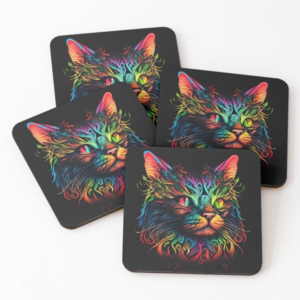 Item preview, Colorful trippy cat portrait illustration psychedelic 12 designed and sold by vishalraifx.