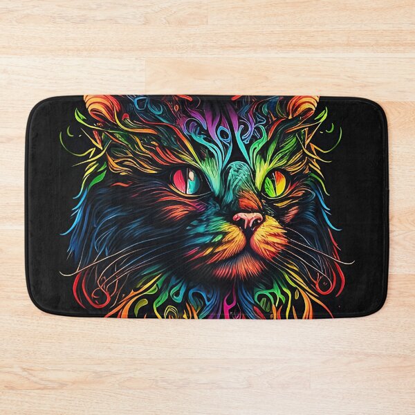 Item preview, Colorful trippy cat portrait illustration psychedelic 12 designed and sold by vishalraifx.