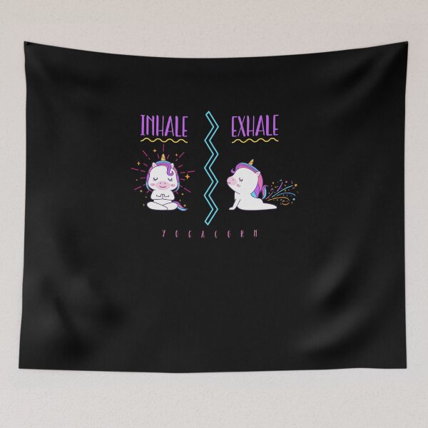 Artikelvorschau, Yoga Einhorn inhale and exhale entworfen und verkauft von Shirt-Expert.
