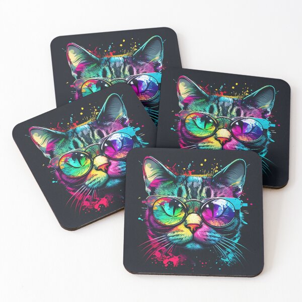 Item preview, Colorful trippy cat portrait illustration psychedelic 13 designed and sold by vishalraifx.