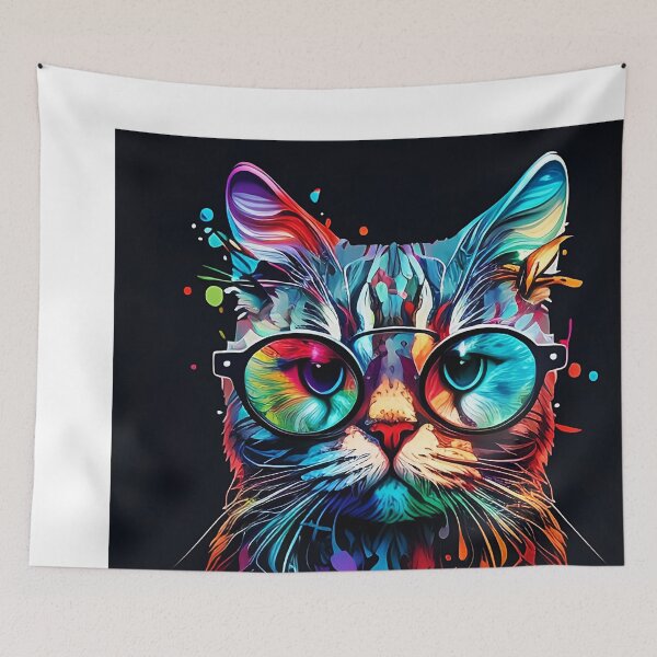 Item preview, Colorful trippy cat portrait illustration psychedelic 14 designed and sold by vishalraifx.