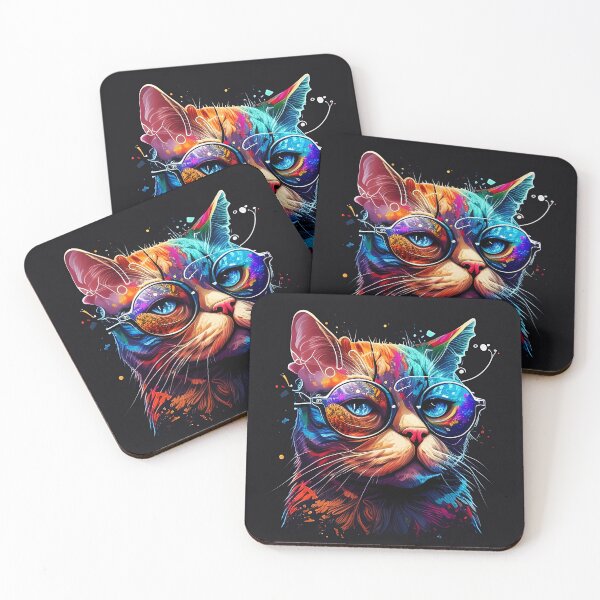 Item preview, Colorful trippy cat portrait illustration psychedelic 15 designed and sold by vishalraifx.